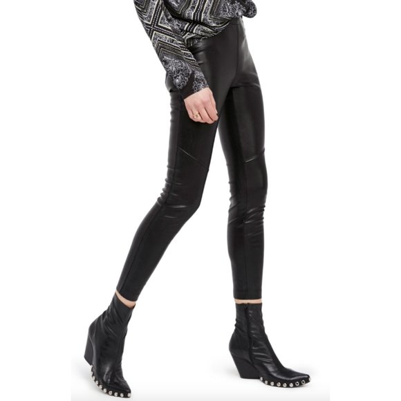 Free People Vegan Leather Moto Leggings - Picture 1 of 15